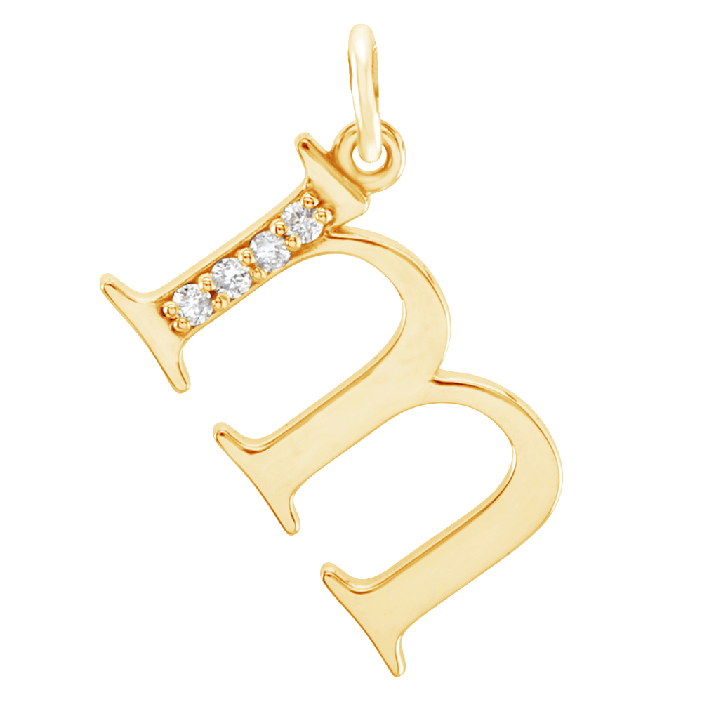 14k Yellow Gold Diamond Lowercase Initial 'm' Pendant