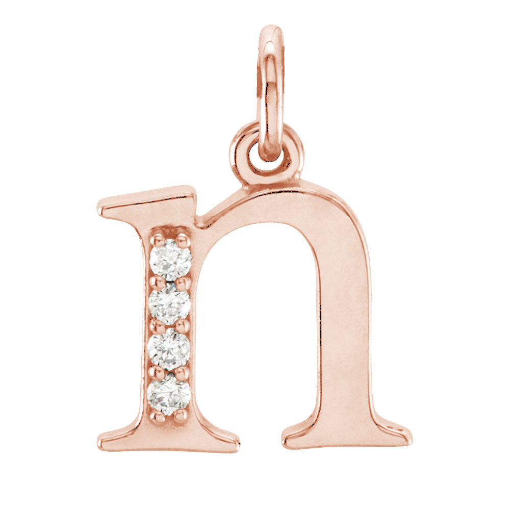 14k Rose Gold Diamond Lowercase Initial 'm' Pendant.