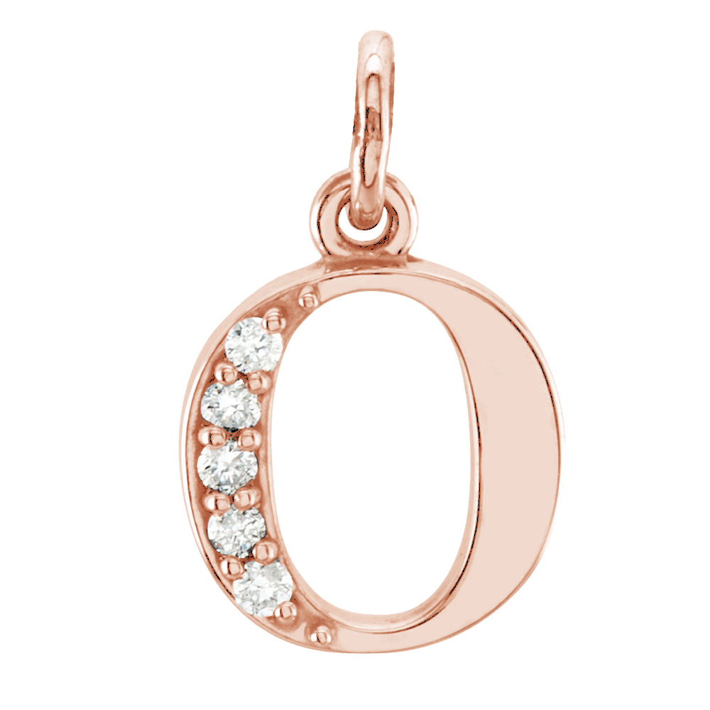 14k Rose Gold Diamond Lowercase Initial 'o' Pendant.