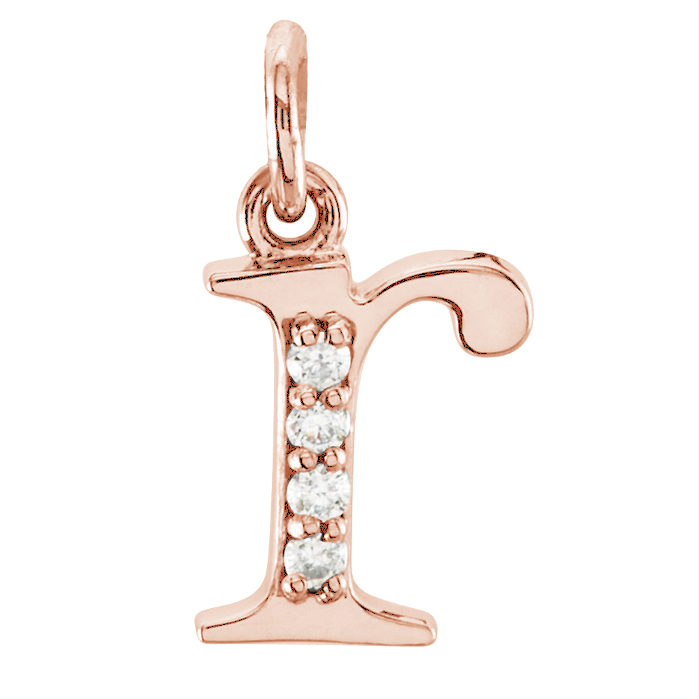 14k Rose Gold Diamond Lowercase Initial 'r' Pendant.