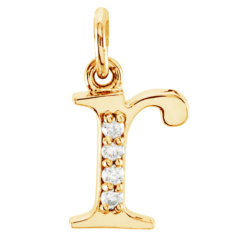 14k Yellow Gold Diamond Lowercase Initial 'r' Pendant