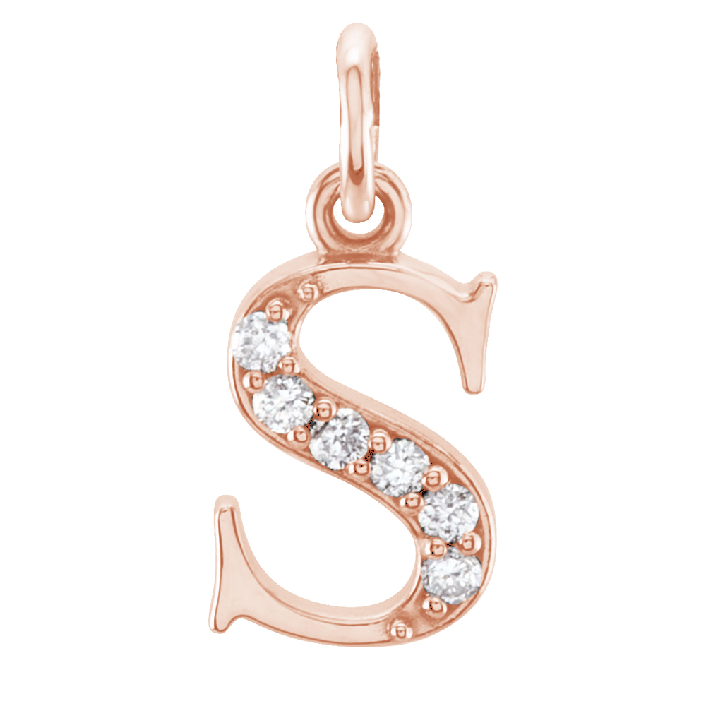 14k Rose Gold Diamond Lowercase Initial 's' Pendant.