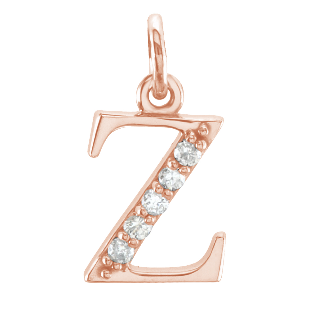 14k Rose Gold Diamond Lowercase Initial 'z' Pendant.