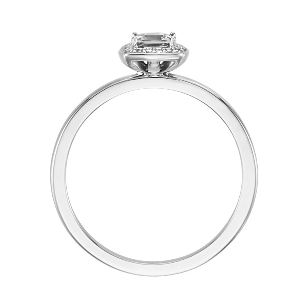 Princess-Cut Diamond Halo-Style Ring, Rhodium-Plated 14k White Gold