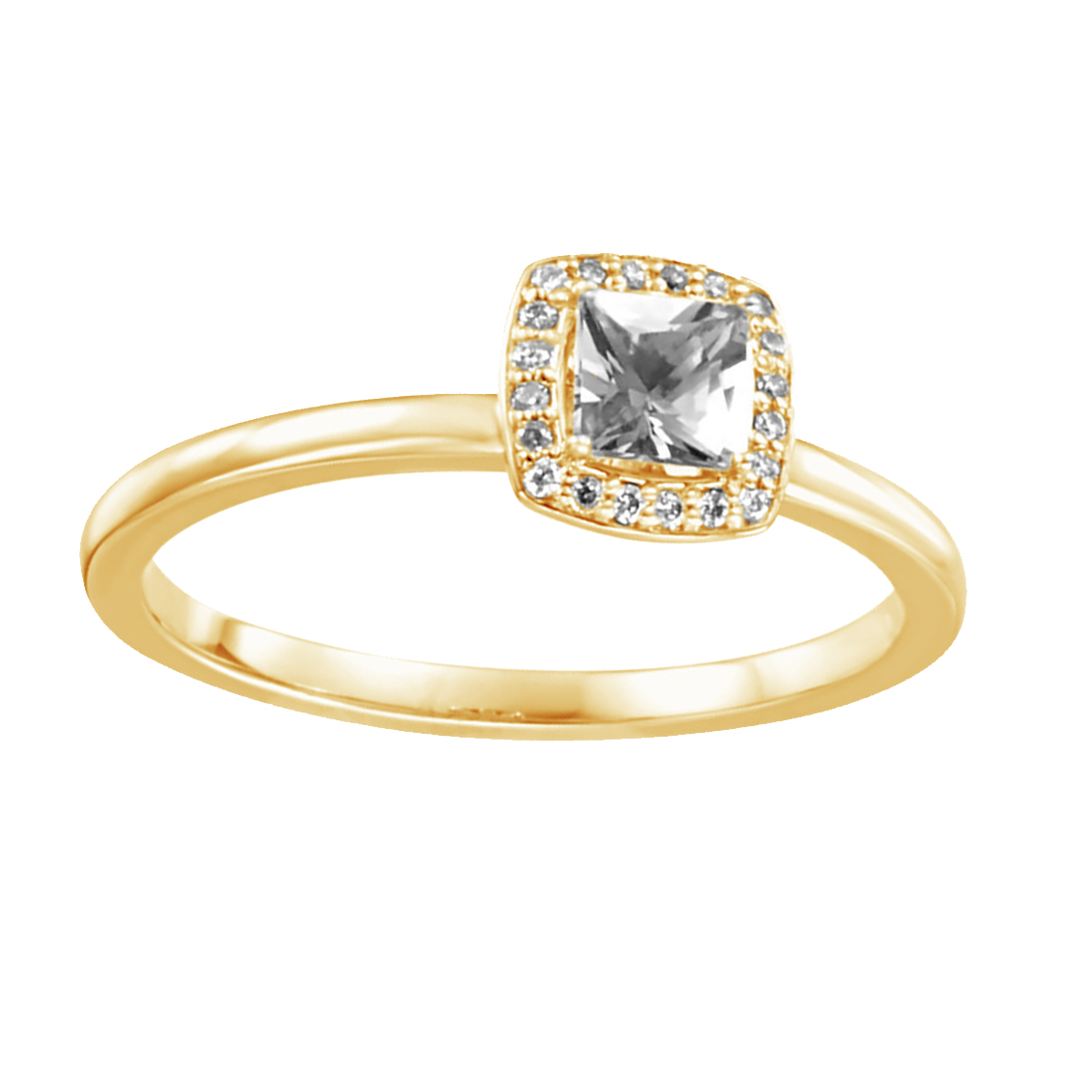 Princess-Cut Diamond Halo-Style Ring, 14k Yellow Gold