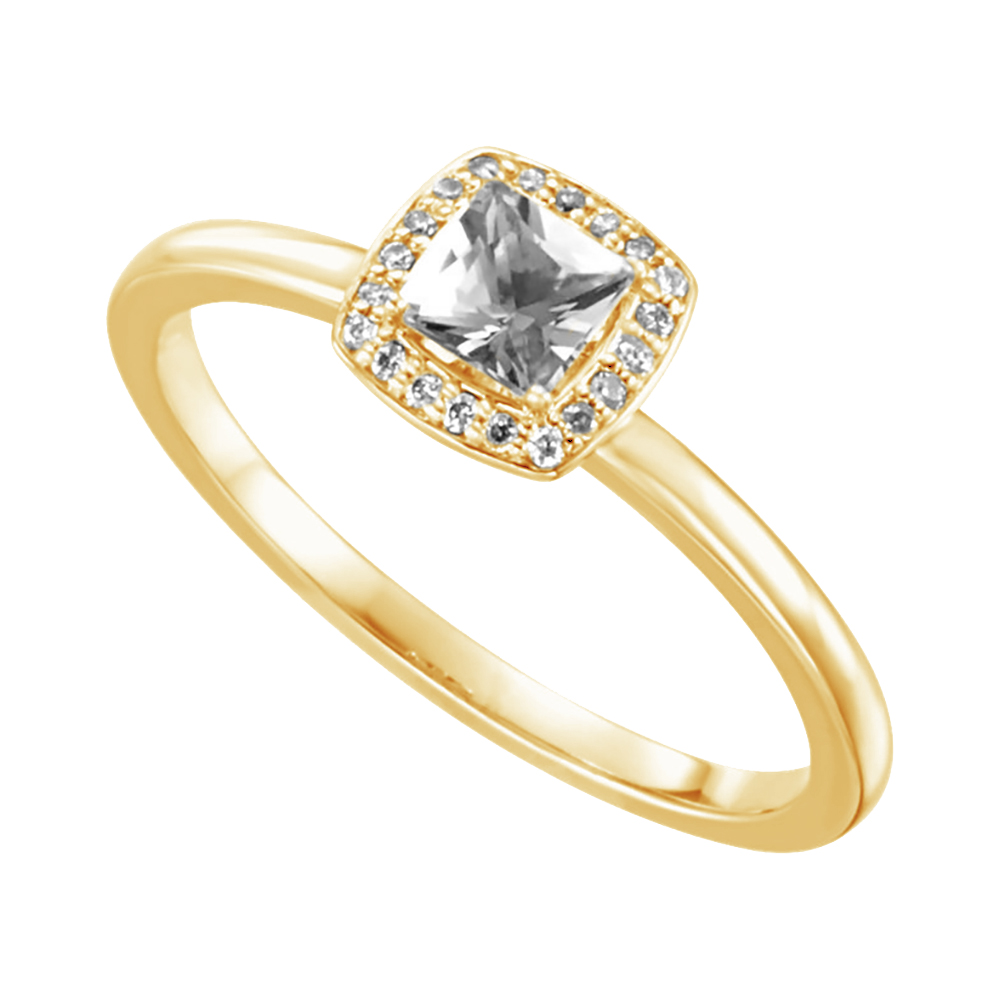 Princess-Cut Diamond Halo-Style Ring, 14k Yellow Gold