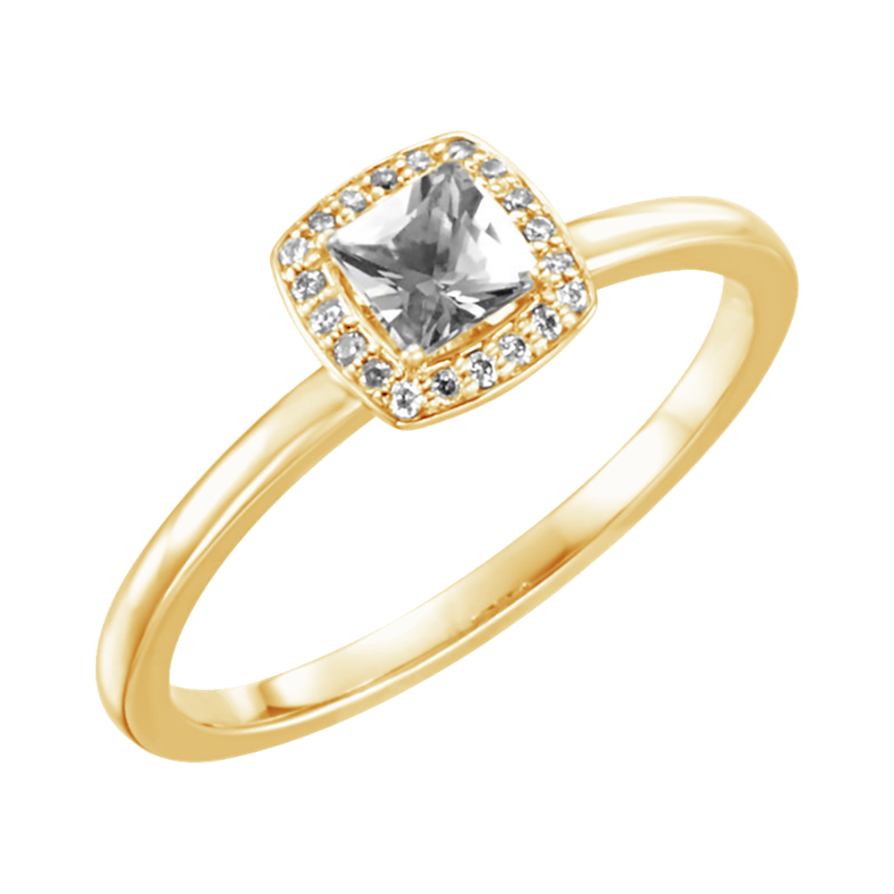 Princess-Cut Diamond Halo-Style Ring, 14k Yellow Gold