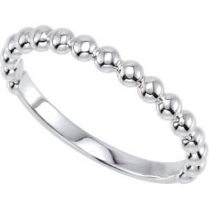 Granulated Bead Stackable Ring in 14k White Gold or Sterling Silver.