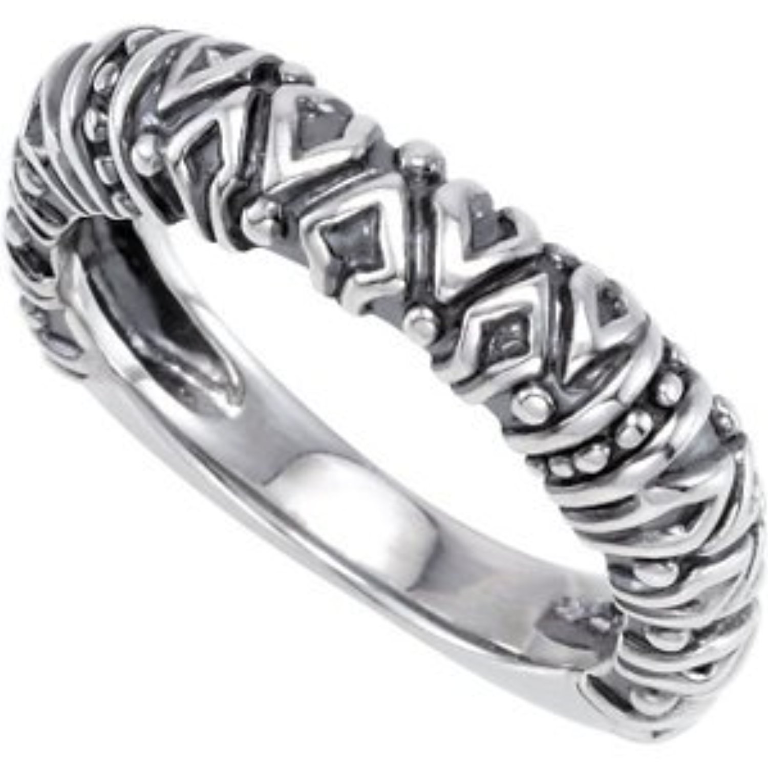 Sterling Silver Swuare Stackable Tribal Ring.