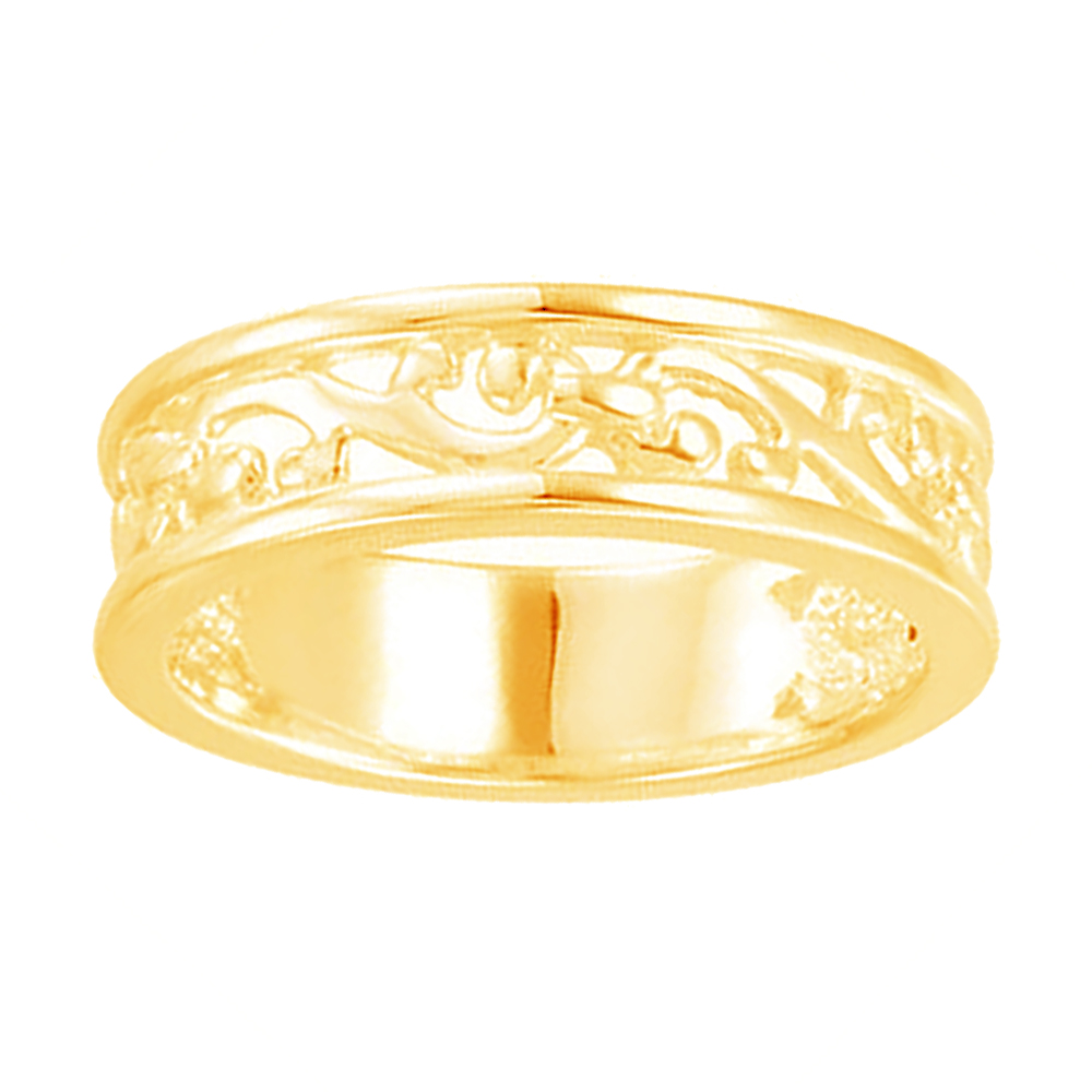 Filigree Stackable 5.8mm 14k Yellow Gold Band