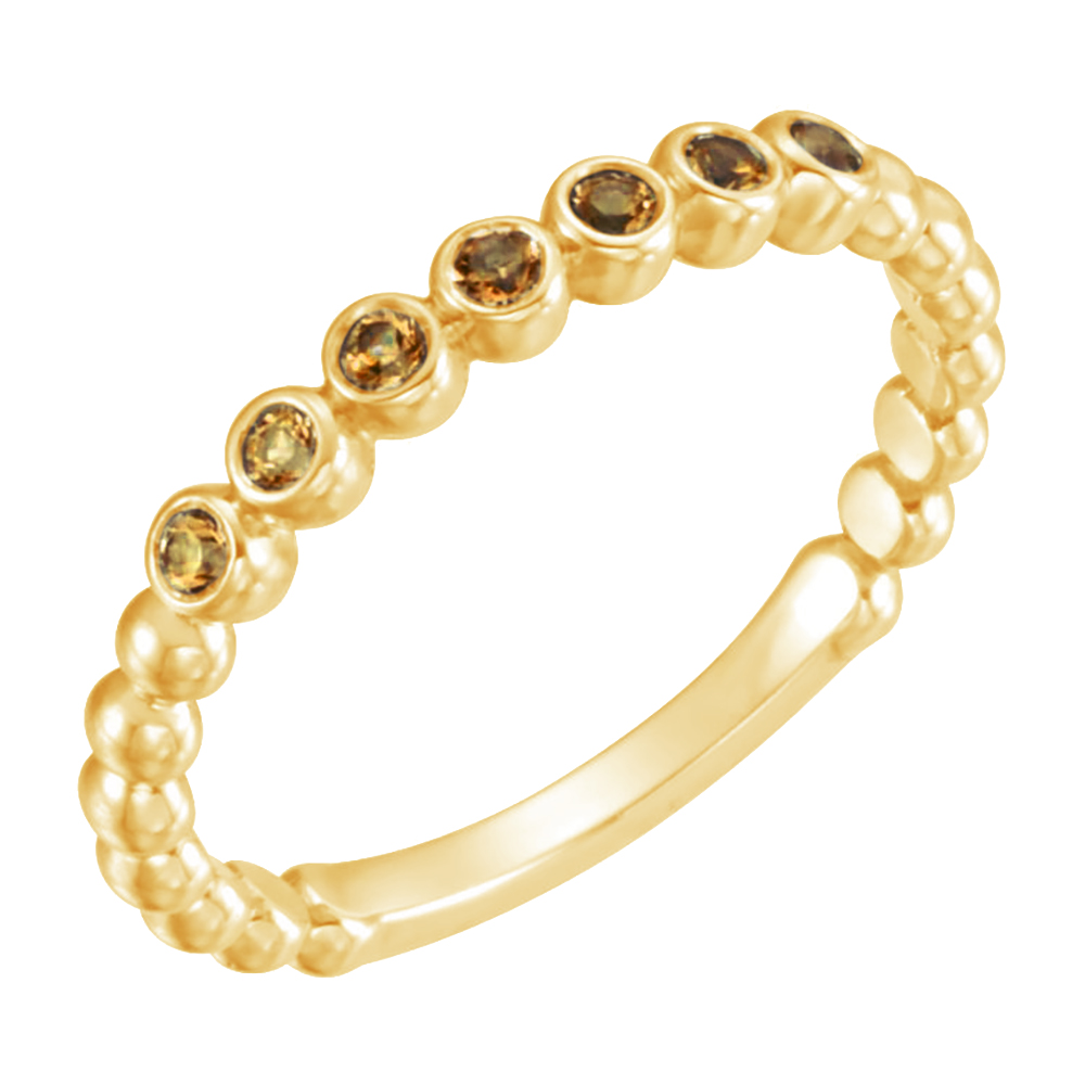 Citrine Stackable Beaded Ring, 14k Yellow Gold, Size 7