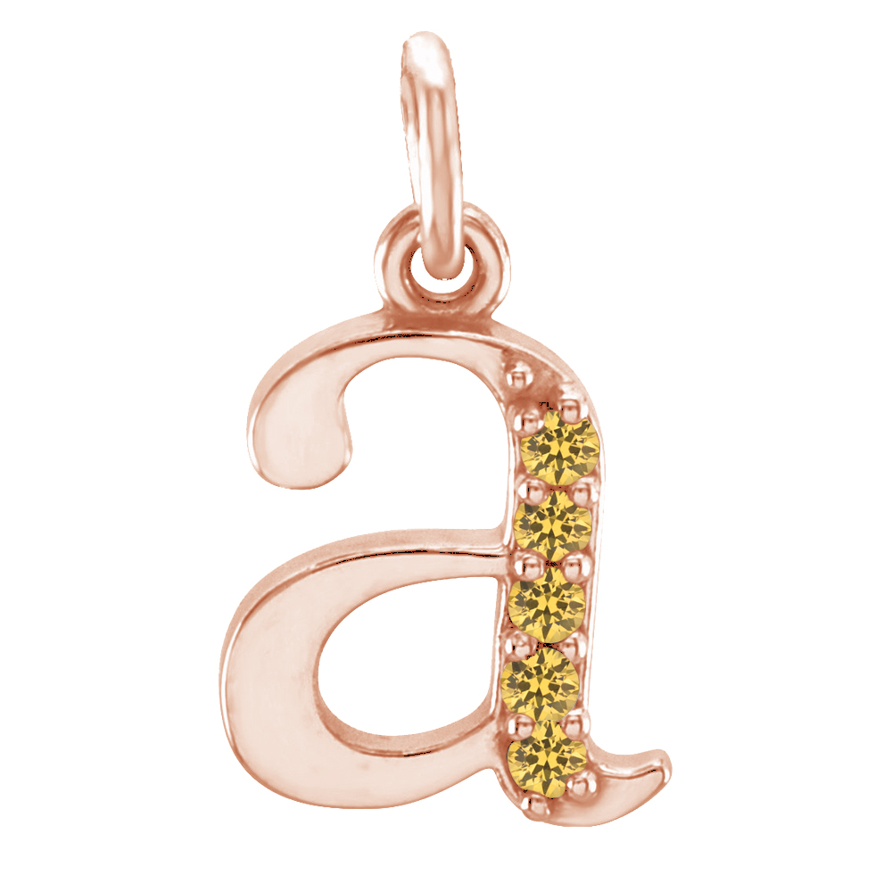 14k Rose Gold Lowercase Yellow Sapphire Initial 'a' Pendant, main.