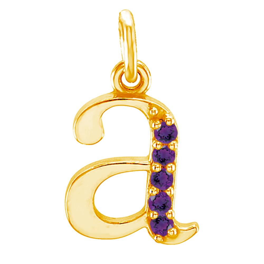 14k Yellow Gold Lowercase Diamond Initial a Pendant.