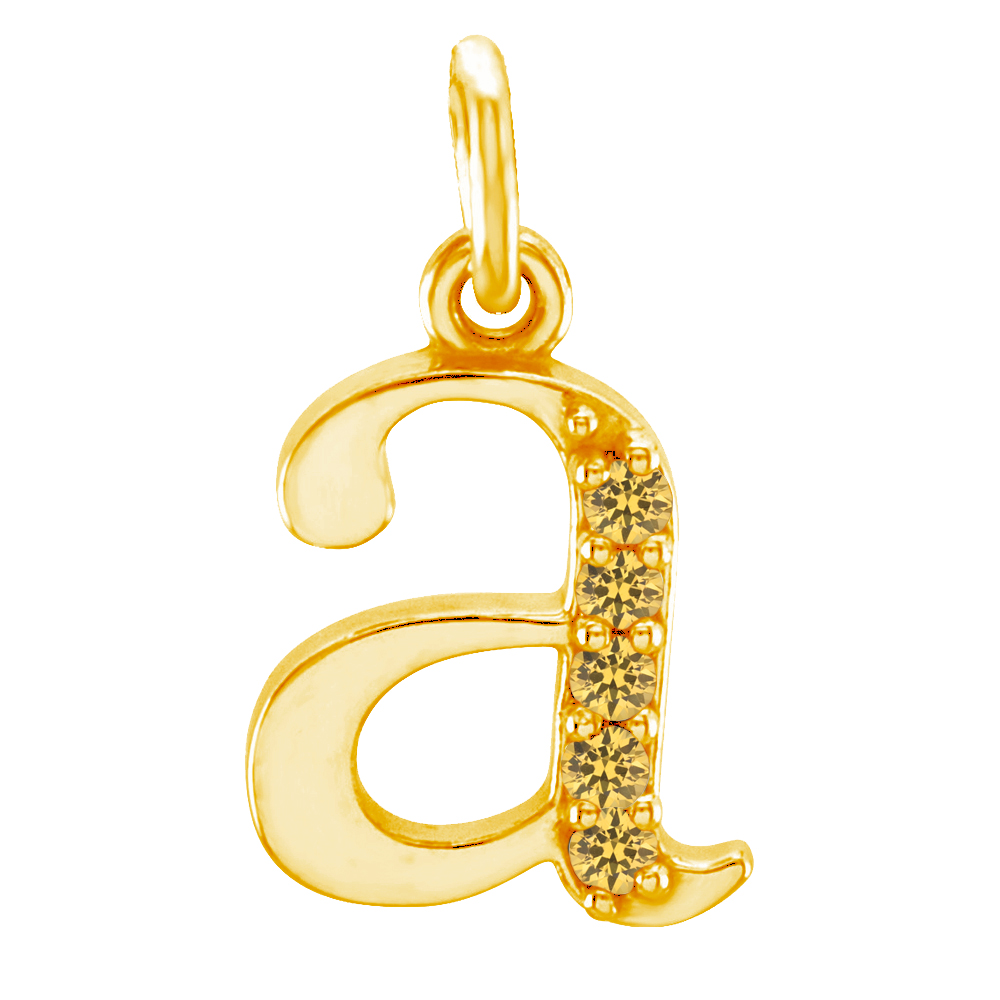 14k Yellow Gold Lowercase Yellow Sapphire Initial 'a' Pendant.