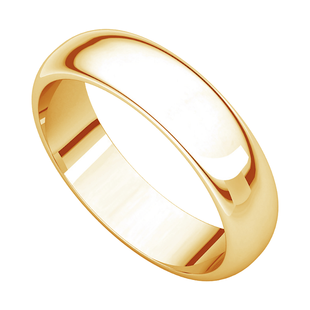  Half Round 9mm Band, 14k Yellow Gold