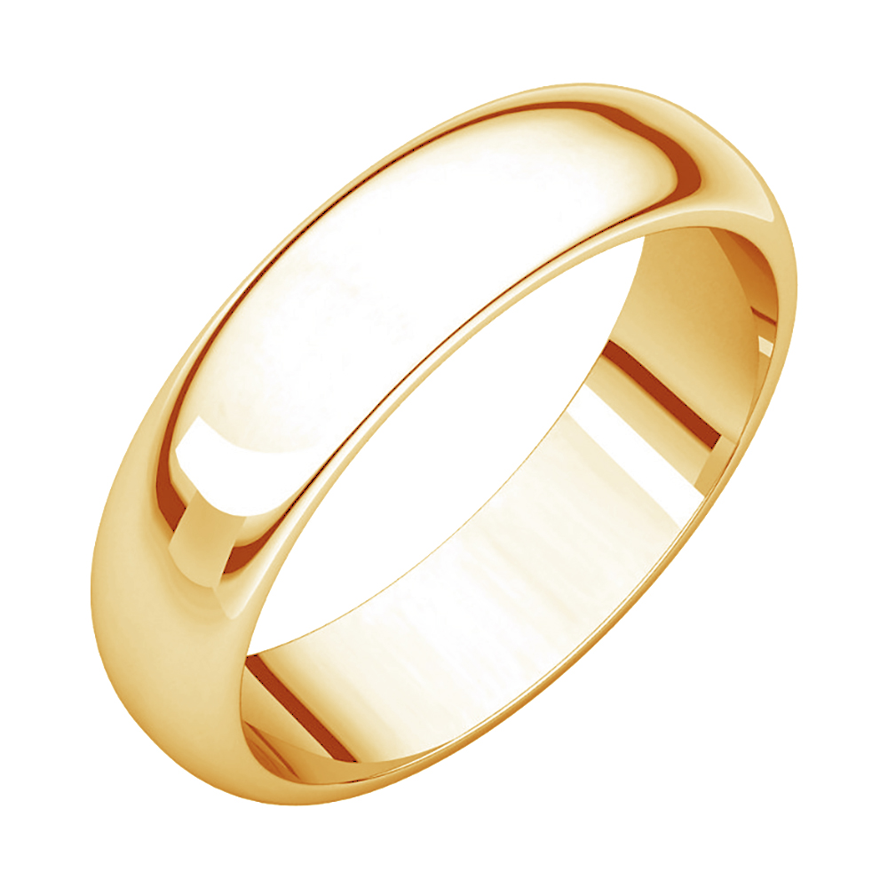  Half Round 9mm Band, 14k Yellow Gold