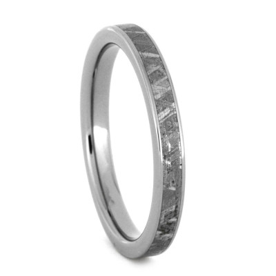 Gibeon Meteorite Inlay 3mm Comfort fit Titanium Wedding Band.