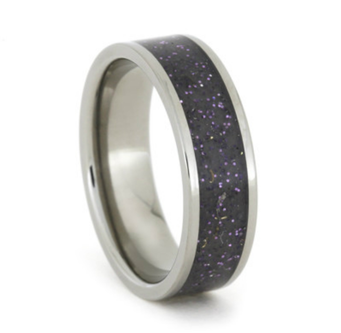 Blue Dark Stardust Inlay 7mm Comfort-Fit Titanium Wendding Band