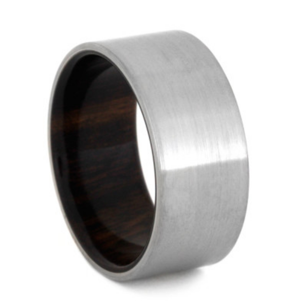 Ironwood Sleeve with Brushed Titanium Overlay 10mm Comfort-Fit Wedding Band