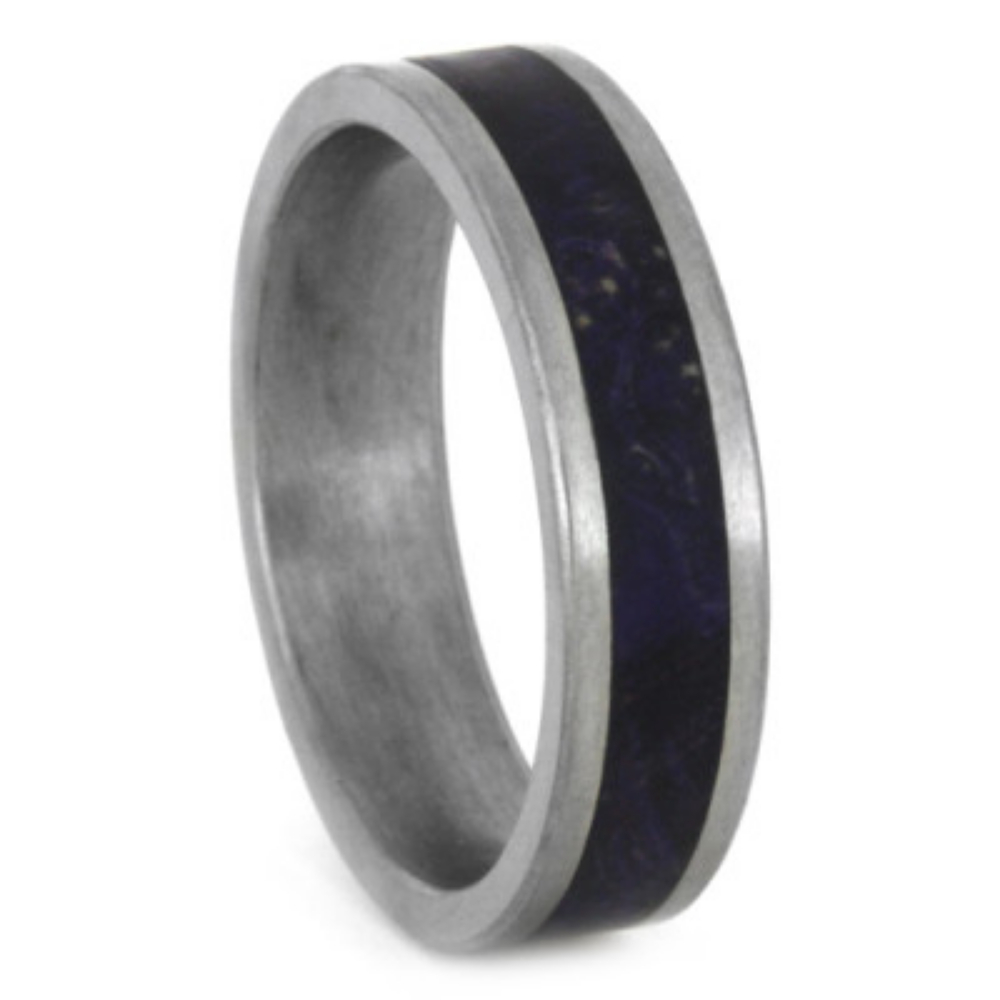 Blue Box Elder Inlay 5mm Comfort-Fit Matte Titanium Wedding Band