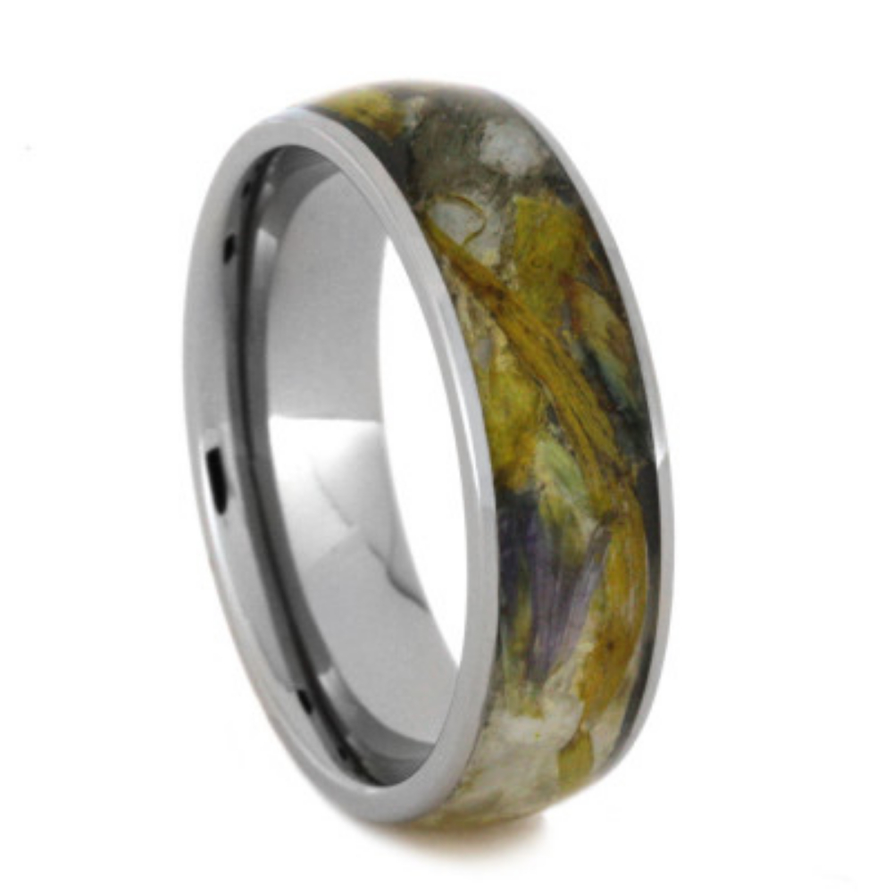 Flowers Petals Inlay 6mm Comfort-Fit Titanium Band