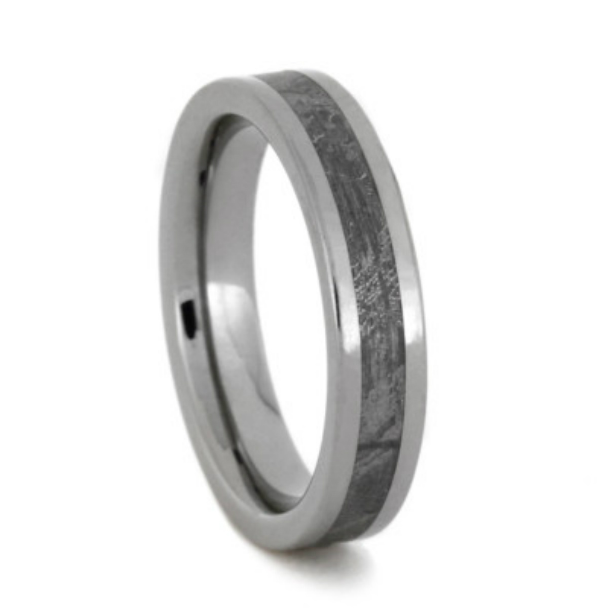 Gibeon Meteorite Inlay 4mm Comfort-Fit Titanium wedding Band