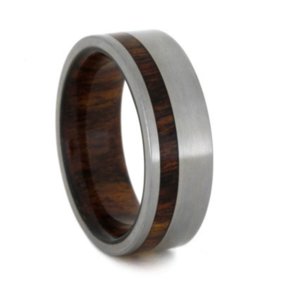 Caribbean Rosewood Inlay 7mm Comfort Fit Titanium Wedding Band