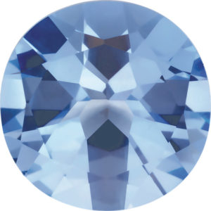 Sky blue cubic zirconia is a beautiful, sparkling, round, faceted, machine-cut stone.