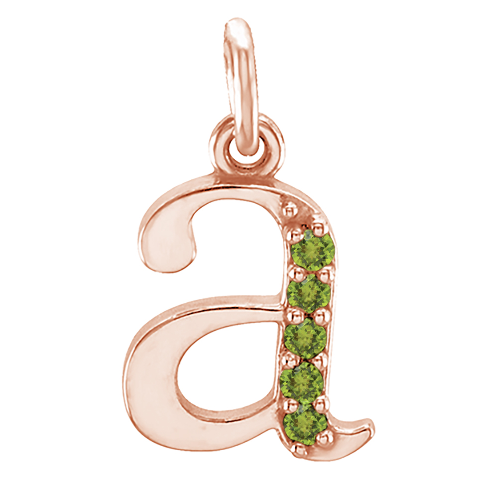 small case initial 'a' peridot pendant.