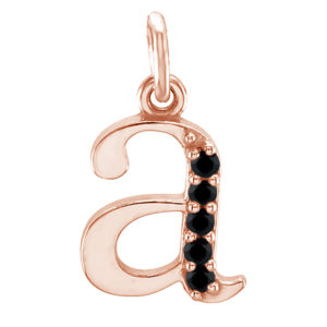 swarovski black spinel lowercase, front.