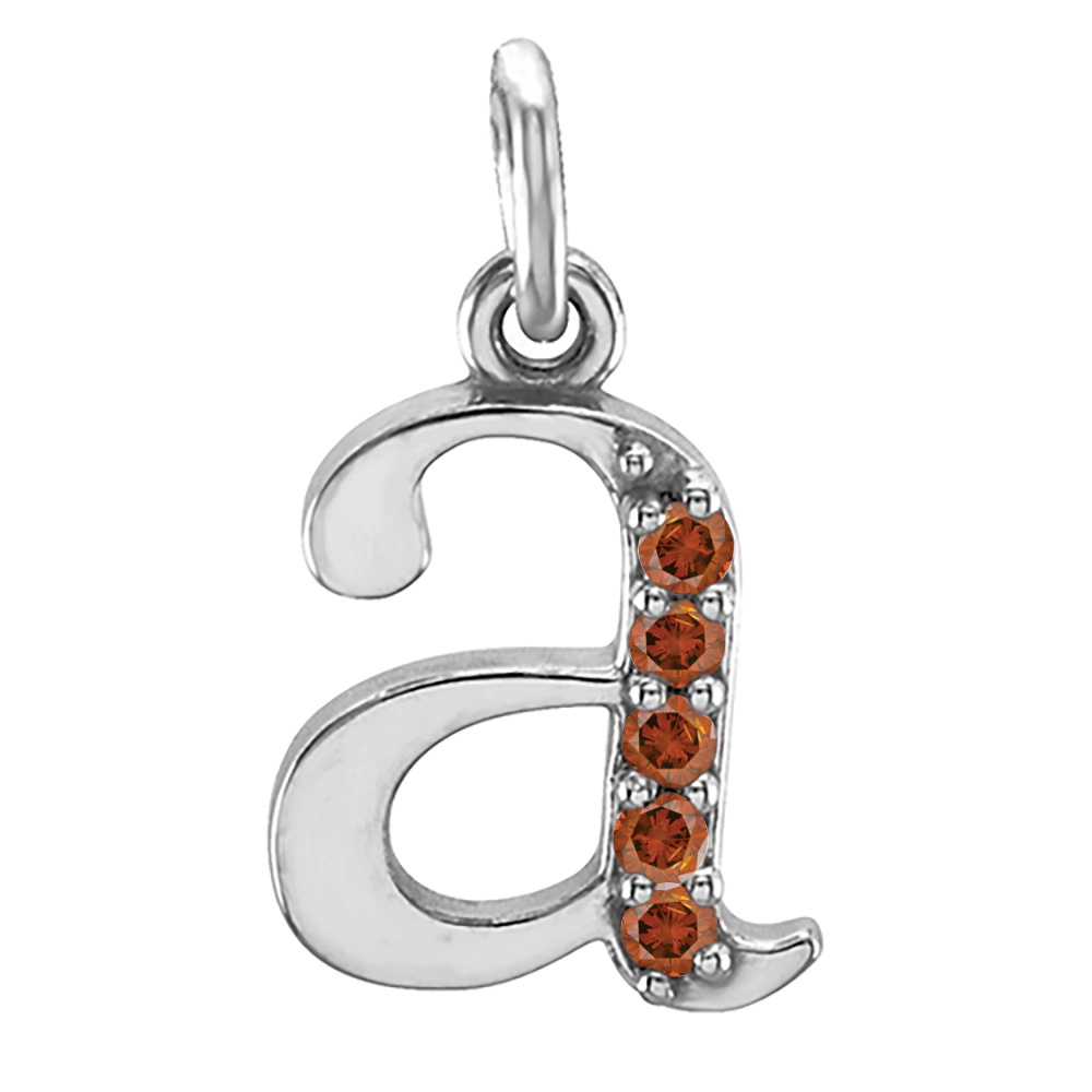 small case Burnt Orange Round Diamond Initial 'a' Pendant, main. 