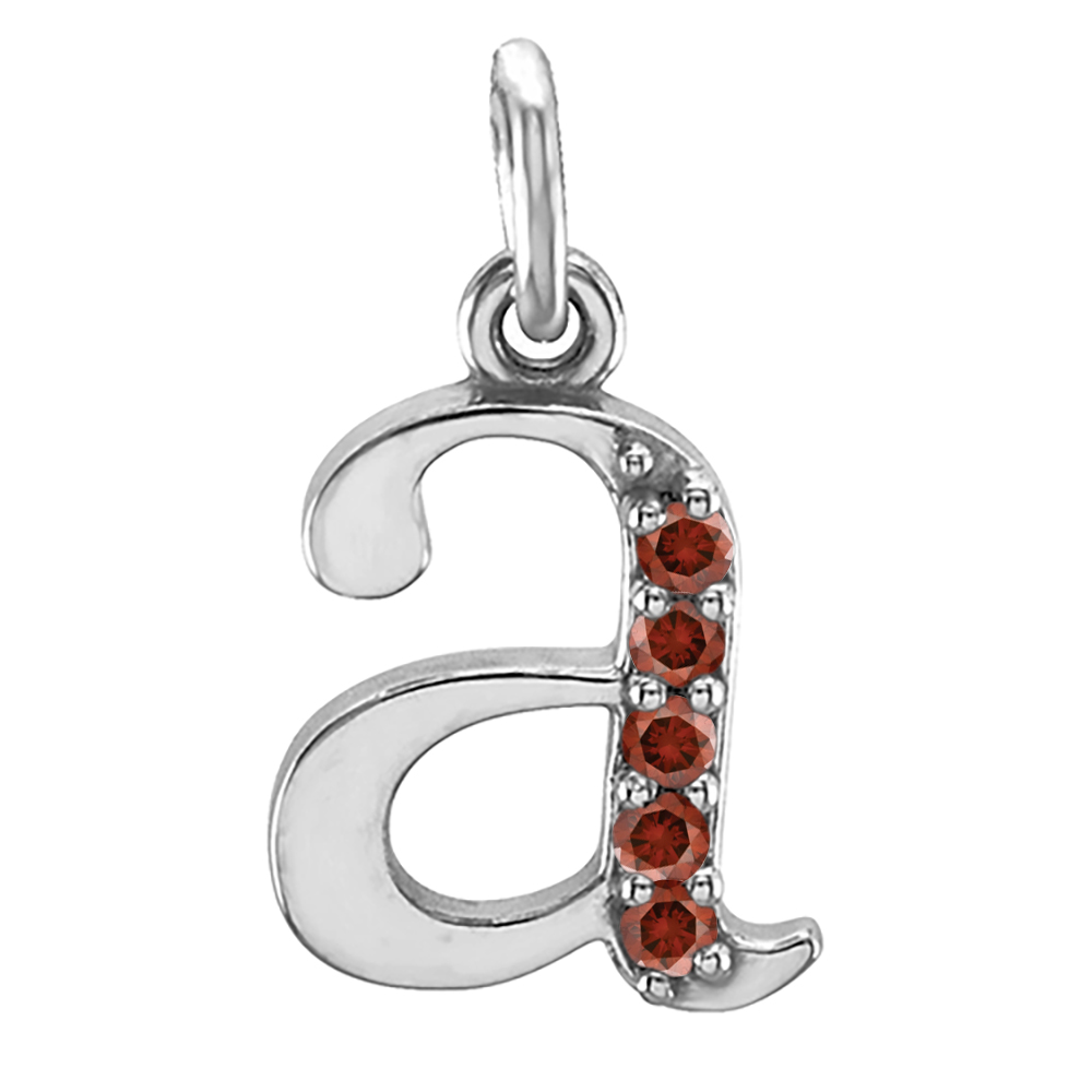 Small case Round Diamond Initial 'a' Pendant, front. 