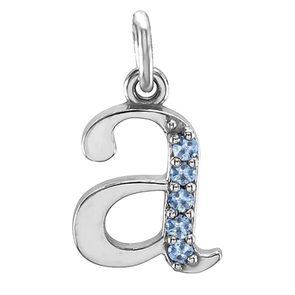  Aquamarine Initial 'a' Pendant.