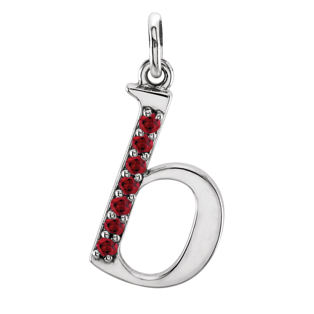 small case red cz 'b' pendant.