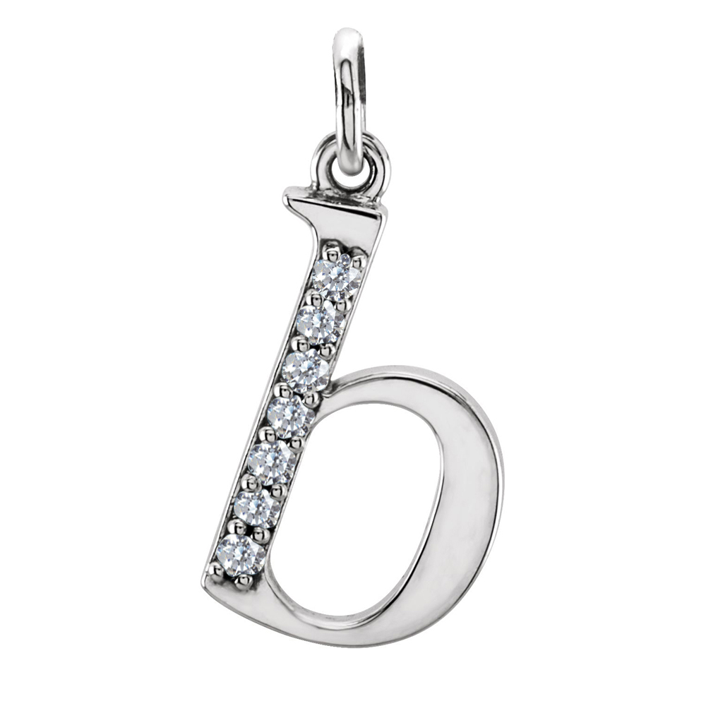 Small Case CZ Initial 'b' Pendant.