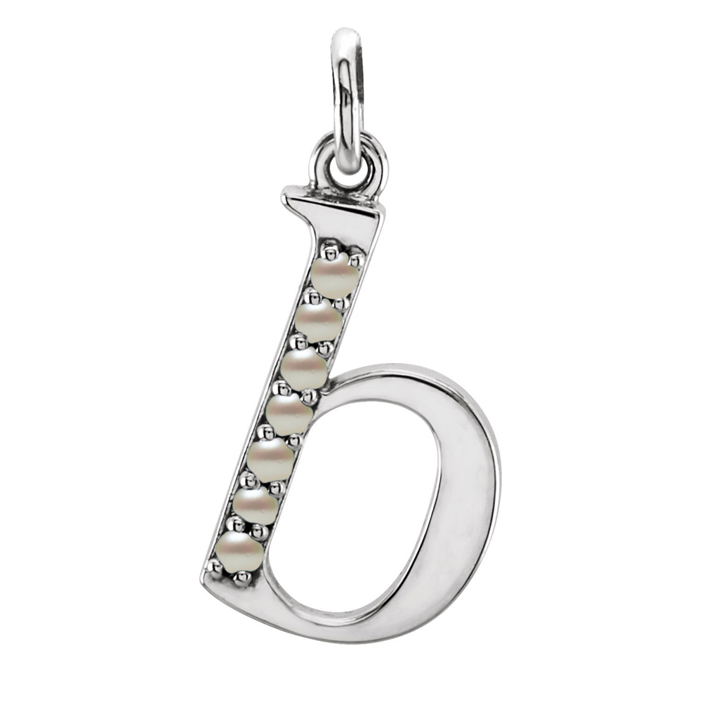 cultured pearl small case initial pendant