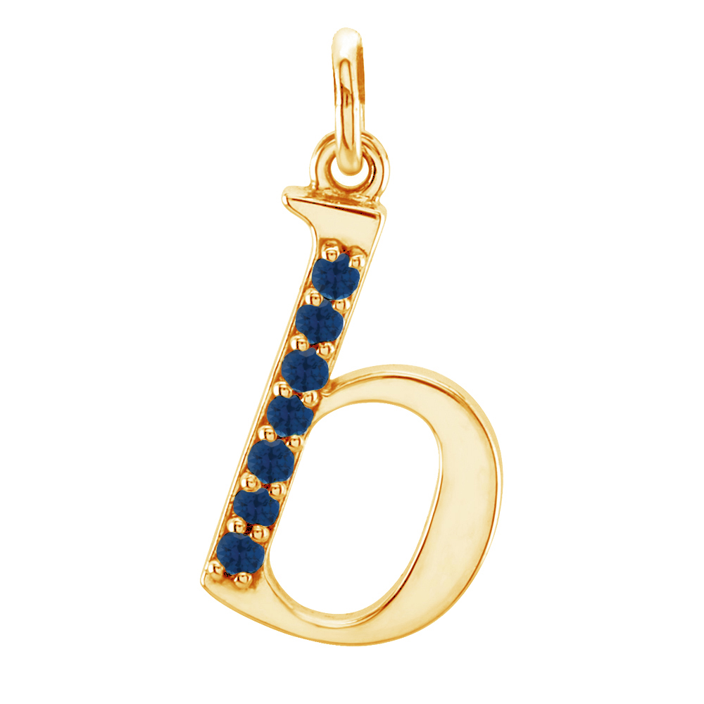 Swarovski bright blue sapphire small case initial 'b' pendant.