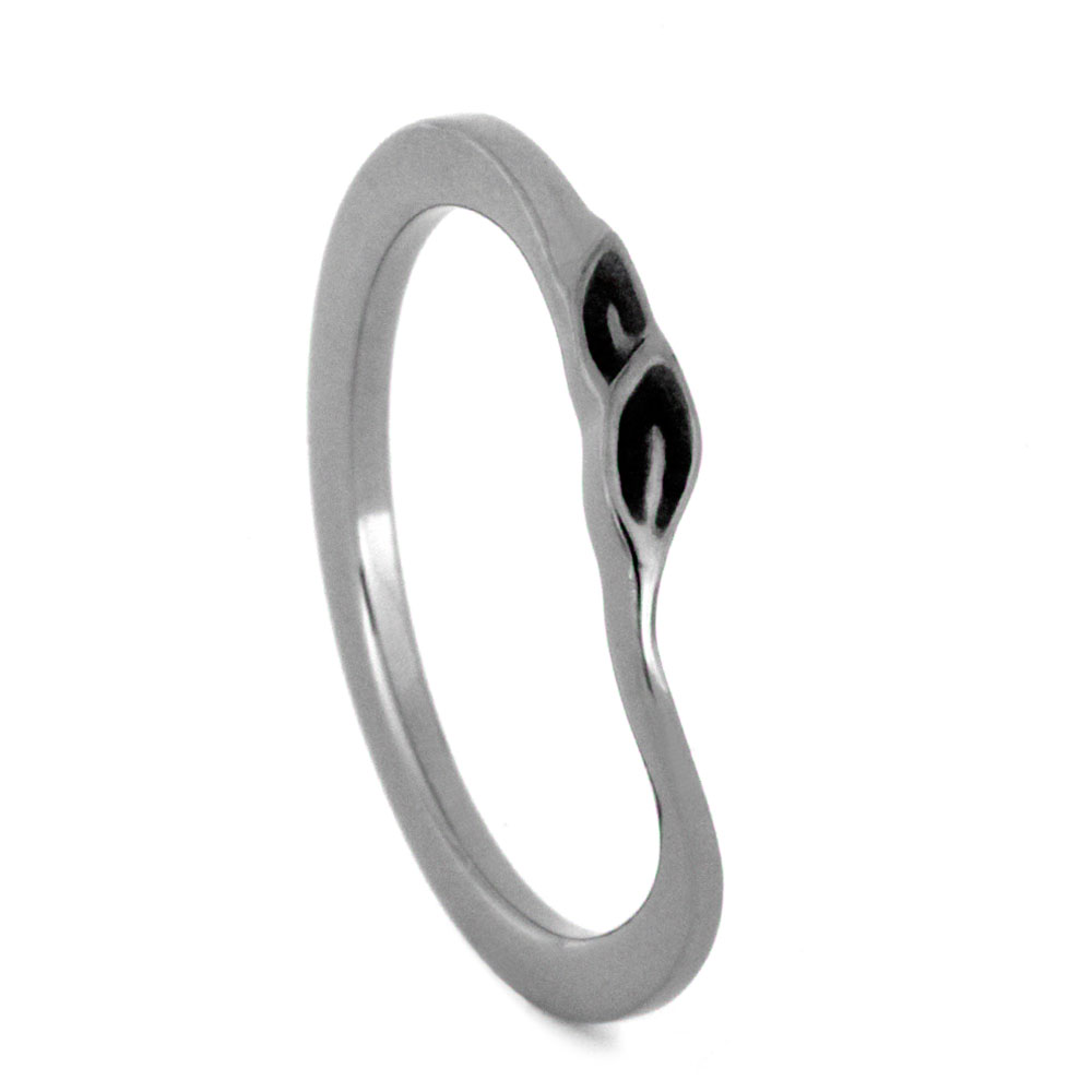 Leaf Ring with Inlay 1.5mm Comfort-Fit Sandblasted Titanium Wedding Band.