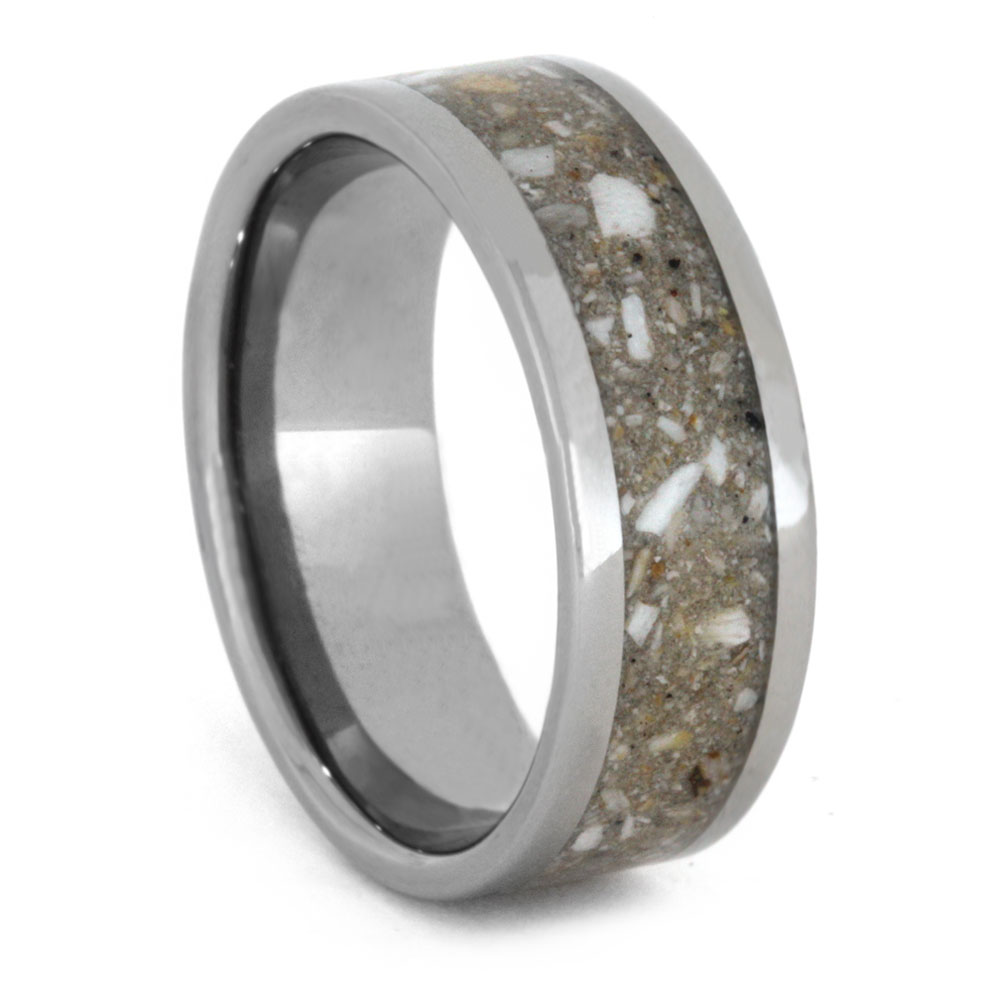 Pet Ashes Inlay 8mm Comfort-Fit Polished Titanium Band.