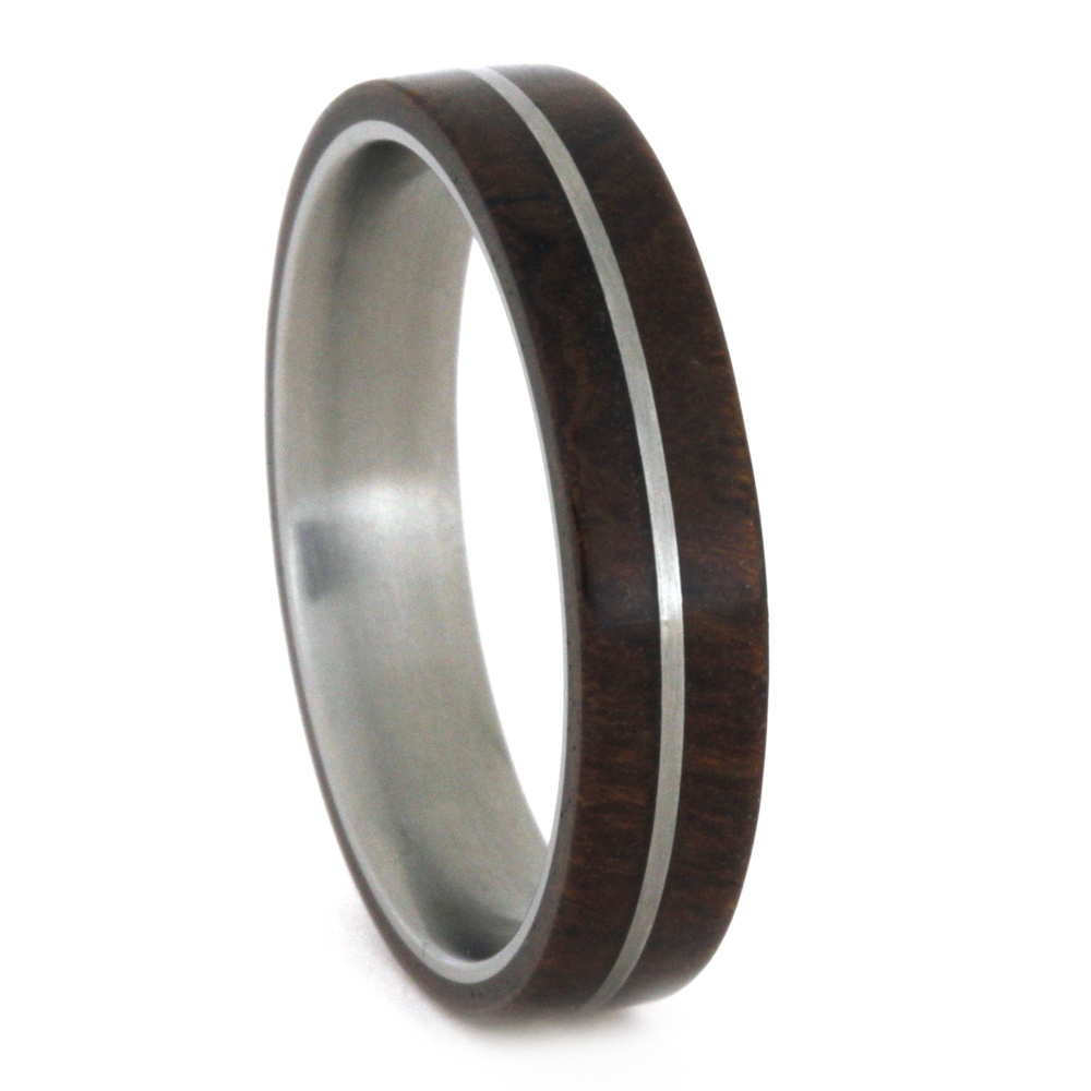 Ironwood overlay with Titanium Pinstripe 5mm Comfort-Fit Matte Titanium Band.