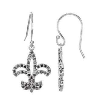 14K White 1/2 CTW Black Diamond Fleur De Lis Earrings.