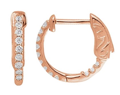 Diamond Inside-Outside Hoop Earrings, 14k Rose Gold (Color H+, Clarity I1).