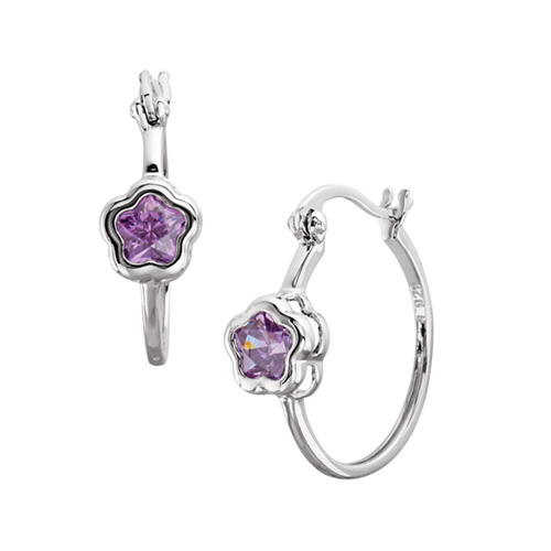 BFlower™ CZ Sterling Silver Hoop Earrings for Little Girls.