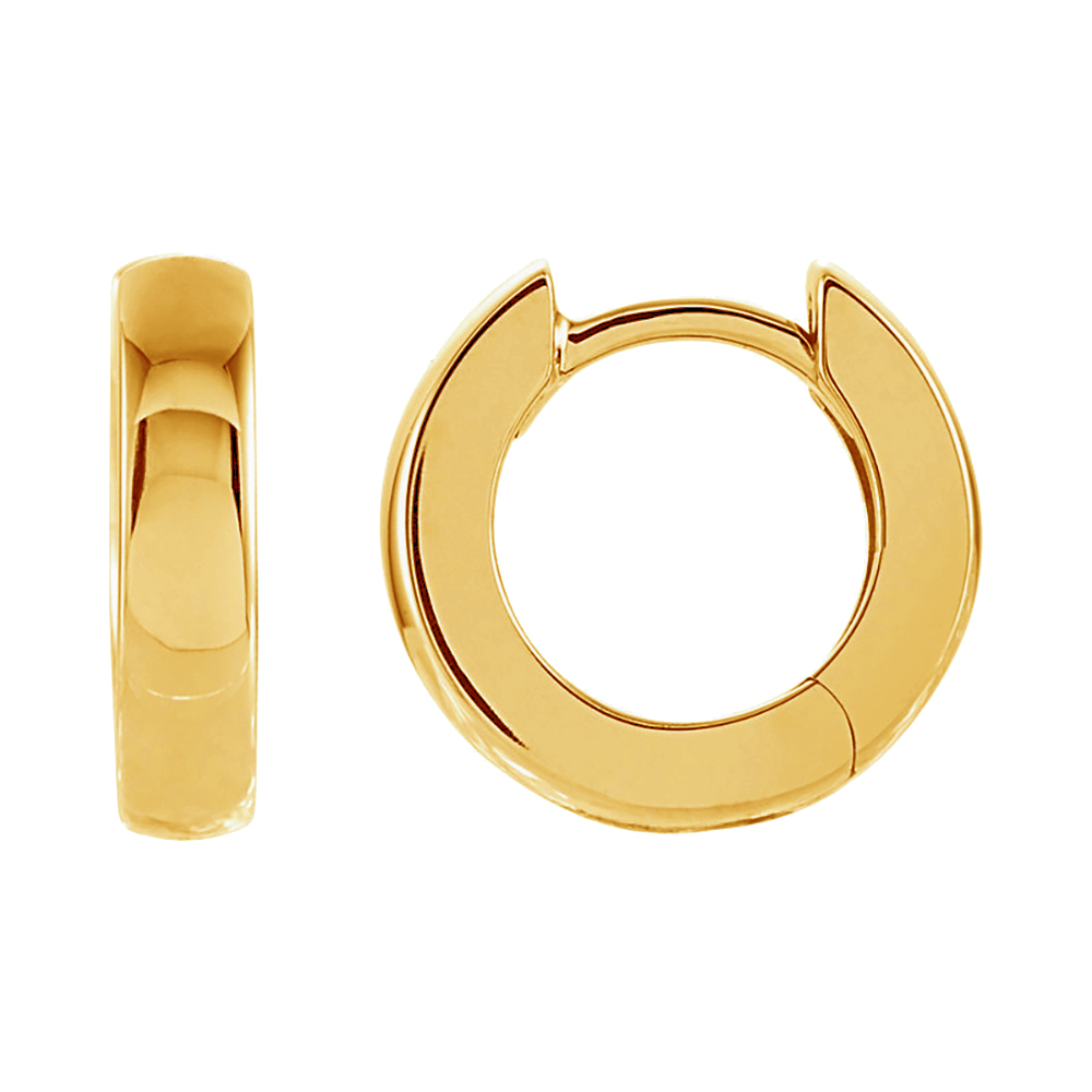 Rhodium-Plated 18k Yellow Gold Hoop Earrings (12mm).