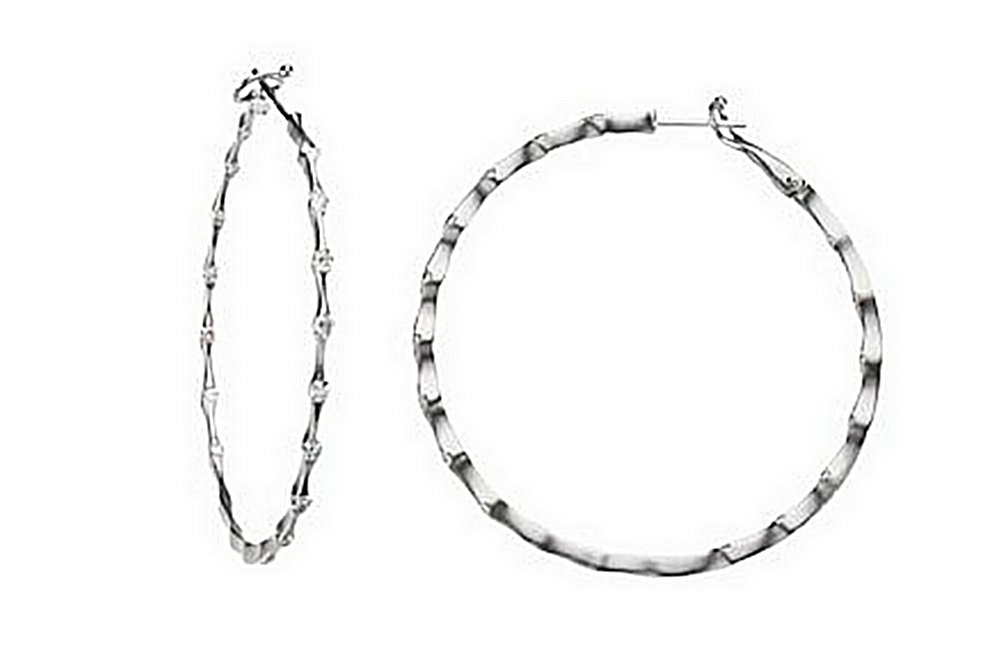 Diamond Inside-Outside Hoop Earrings, 14K White Gold (Color H-I , Clarity I1).