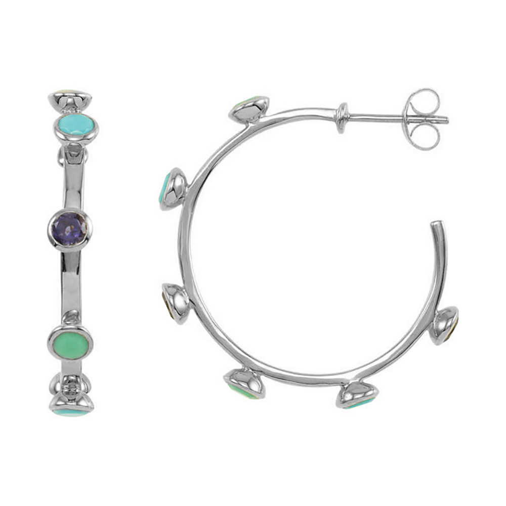 Missoma Multi-Gemstone Hoop Earrings, Sterling Silver.