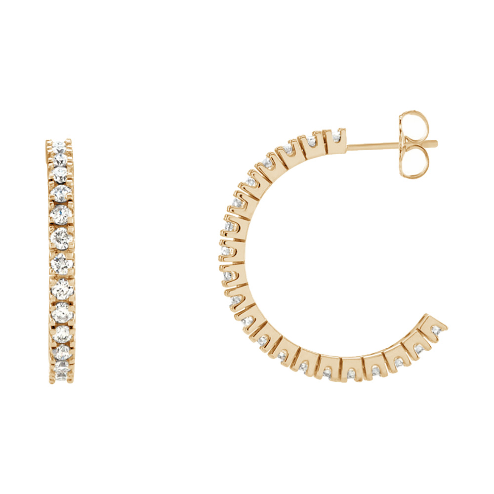 Diamond Hoop Earrings,14k Yellow Gold (2 Ctw,Color G-H, Clarity I1).