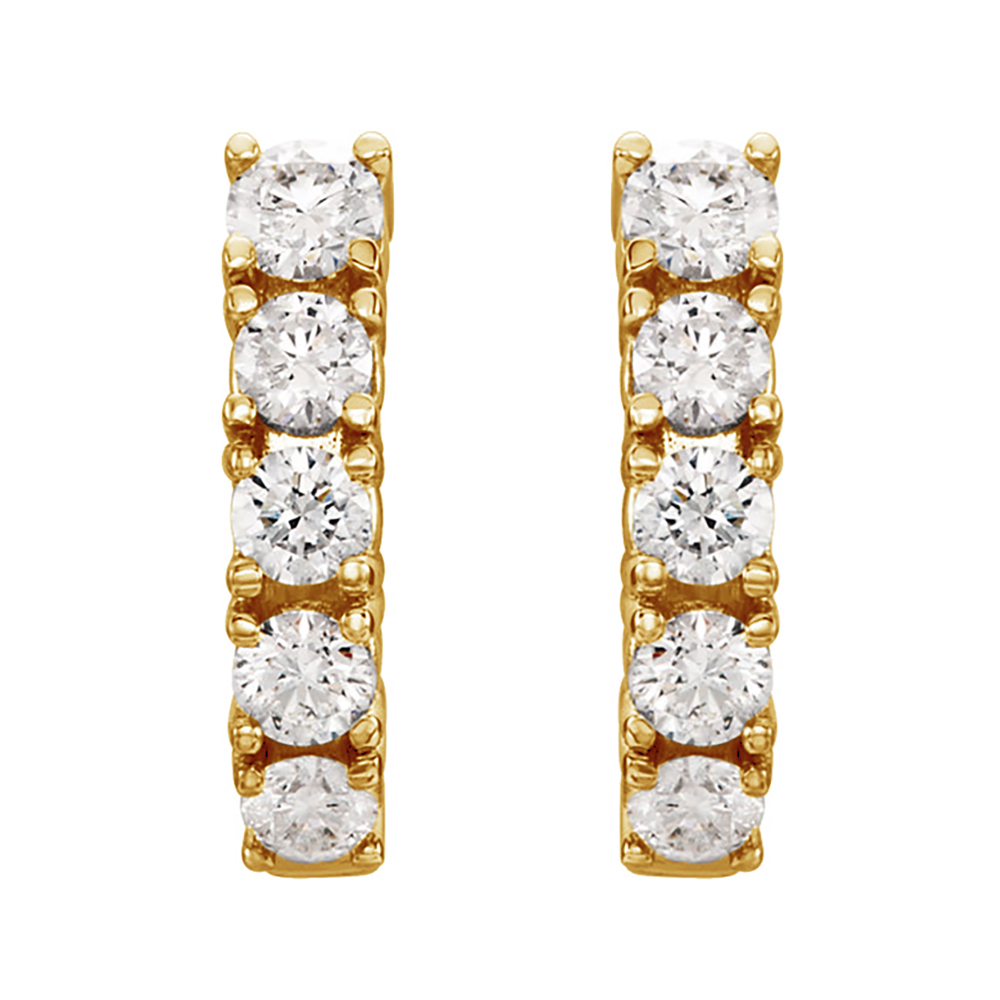 "Diamond J-Hoop Earrings, 14k Yellow Gold (1 1/2 Ctw, Color G-H, Clarity I1).