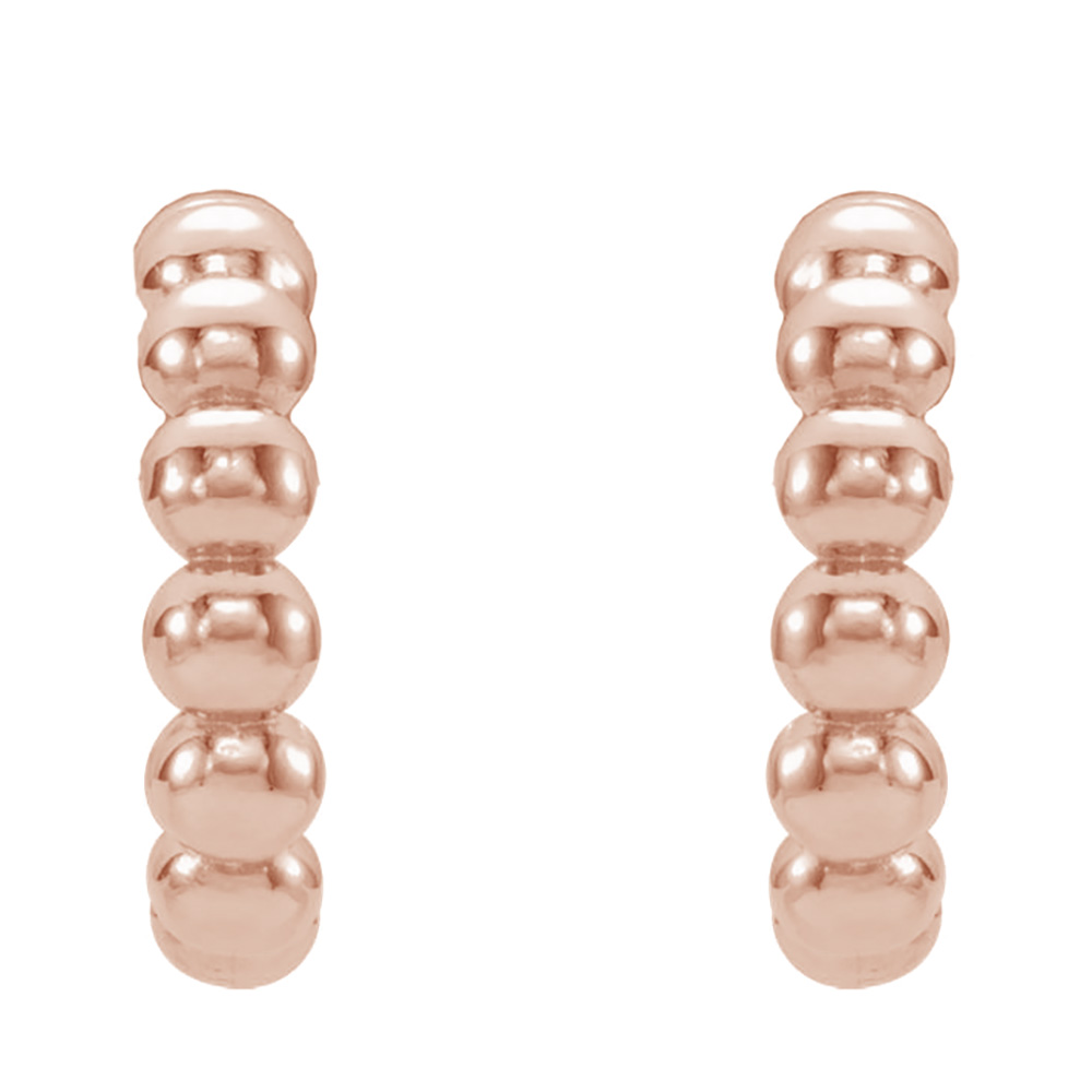 Beaded J Hoop Earrings, 14k Rose Gold (17mm).