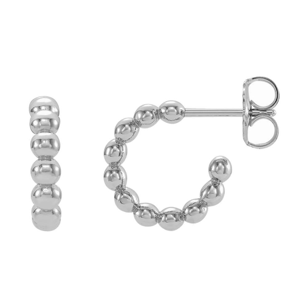 Beaded J Hoop Earrings, Continuum Sterling Silver (17mm).